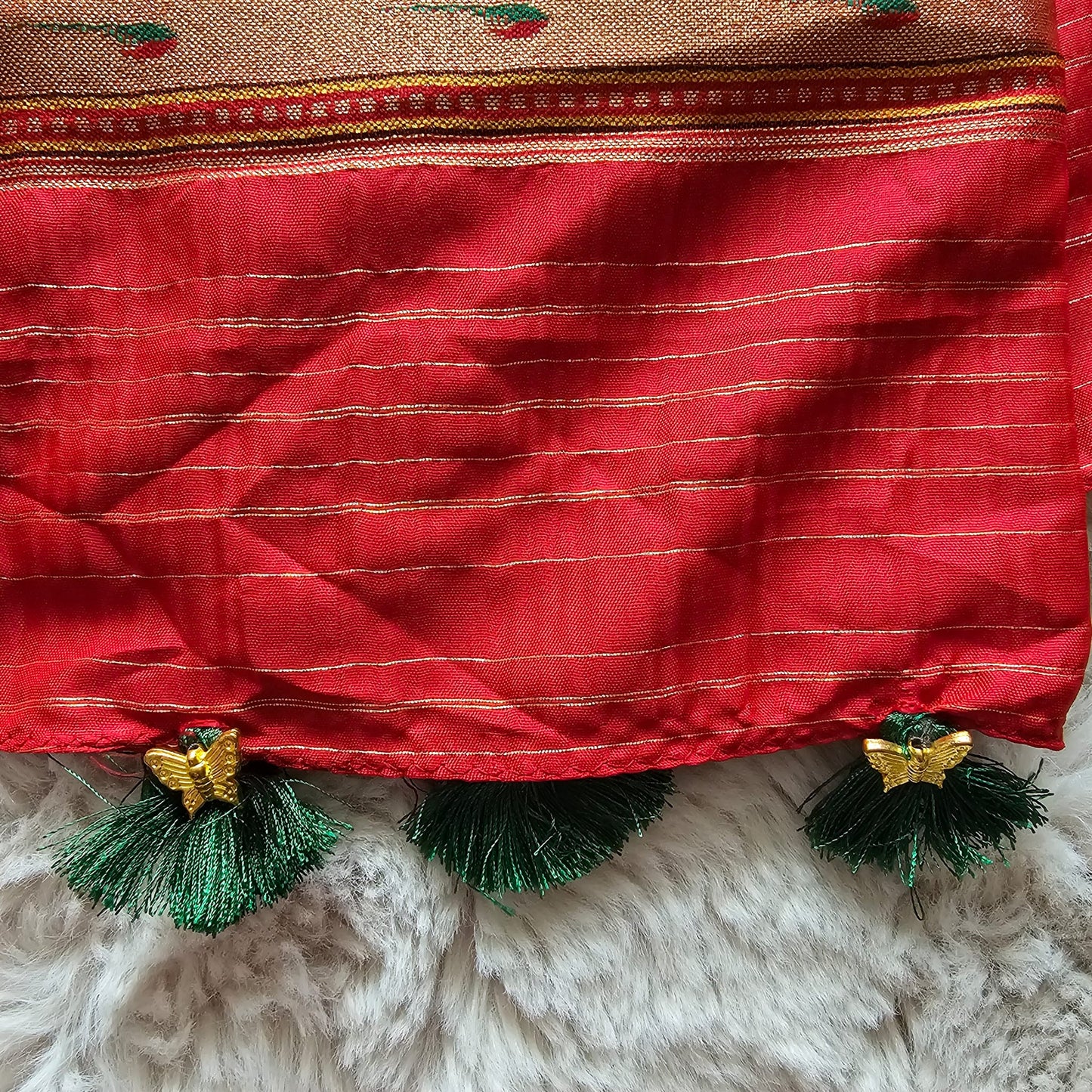 Green Bandini saree Paithani Border