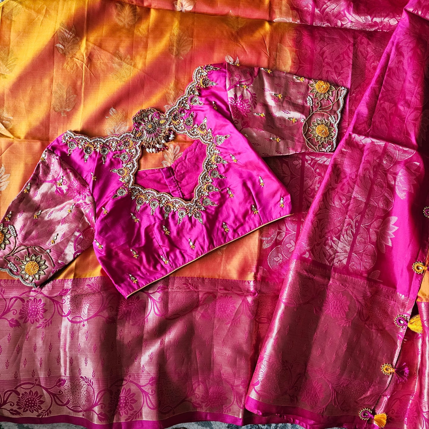 Pure Kanjivaram Yellow saree